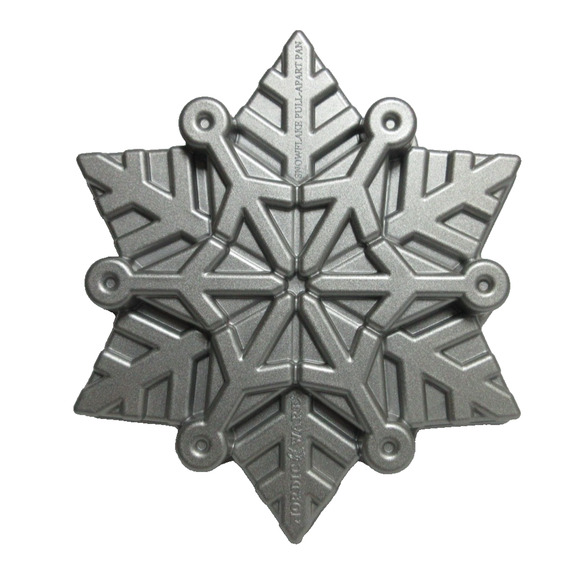Nordic Ware Snowflake Christmas Holiday Pull Apart Cake Pan Silver Metal Colored - Picture 1 of 6